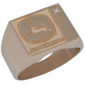 10KT Yellow Gold Rectangle Signet Style Ring w/ Custom Detail